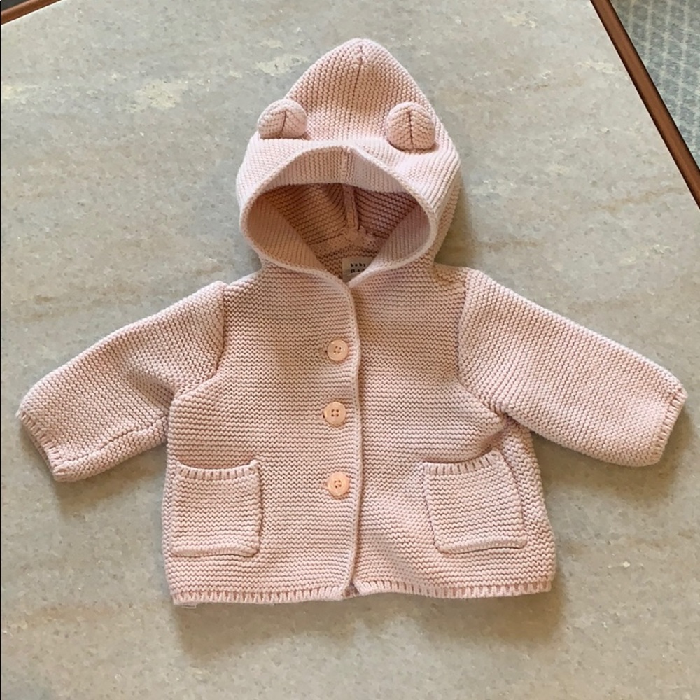 Adorable light pink "bear" sweater - size: 0-3m